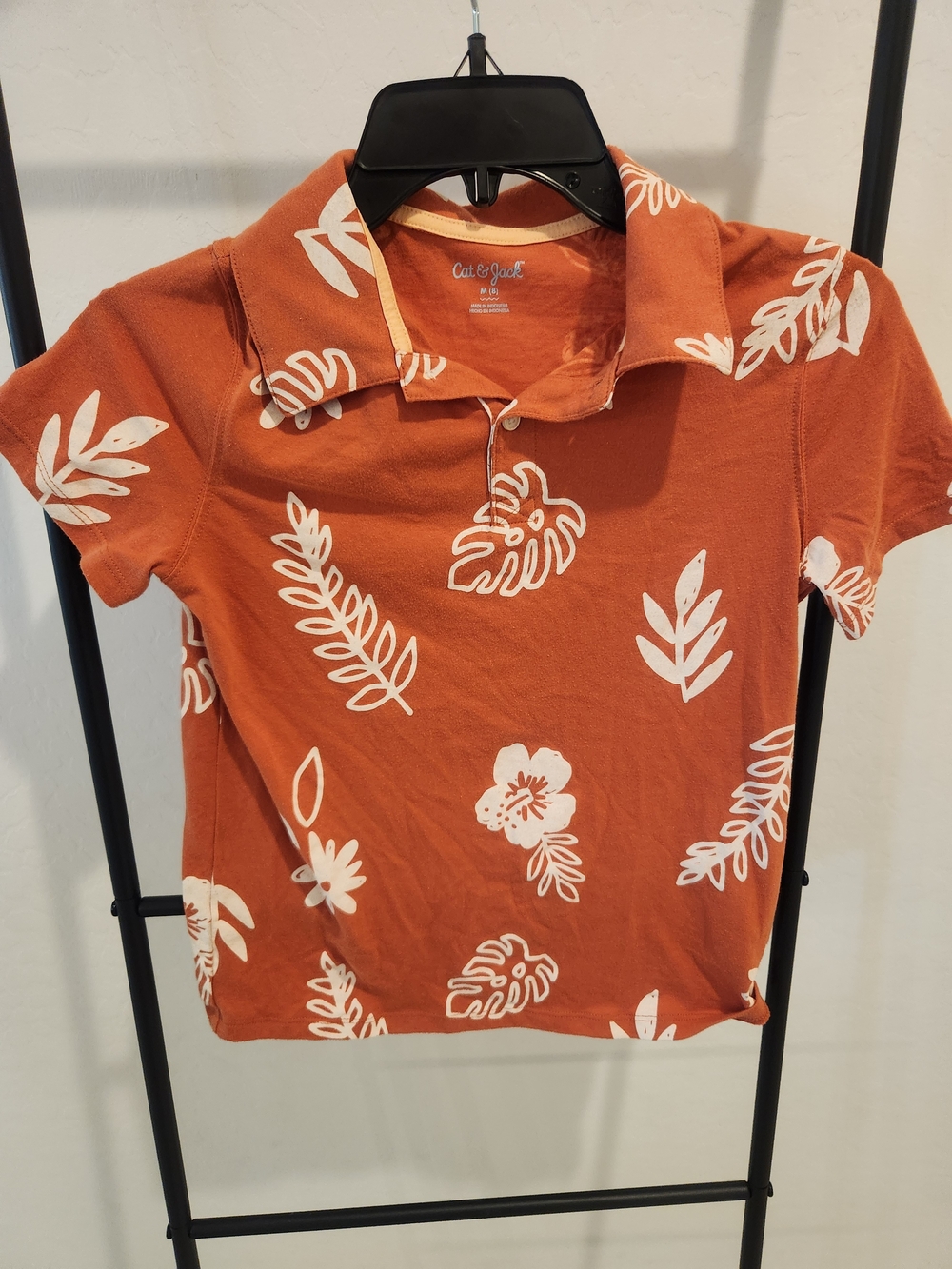 Cat & Jack Burnt Orange Tropical Leaf Polo